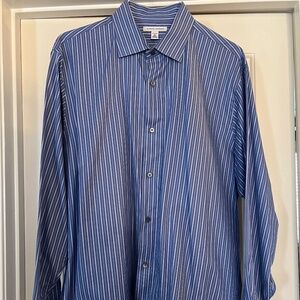 Banana Republic Blue & White Striped Button-Down Shirt (XL, 17–17.5)
